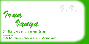 irma vanya business card